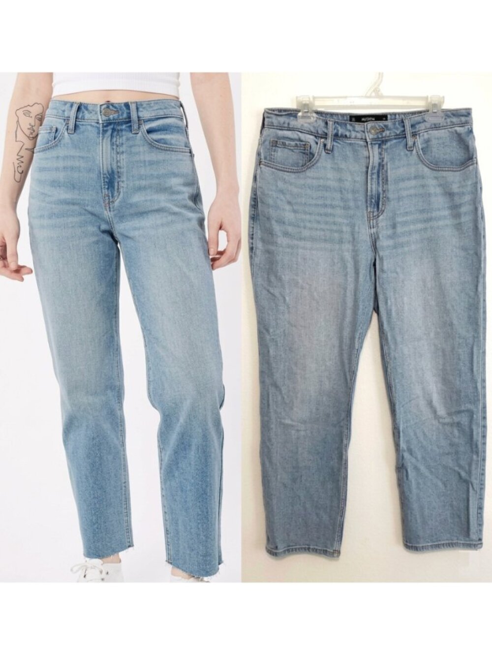 HOLLISTER Ultra High Rise Vintage Straight Jeans Light Wash Cropped Crop Ankle